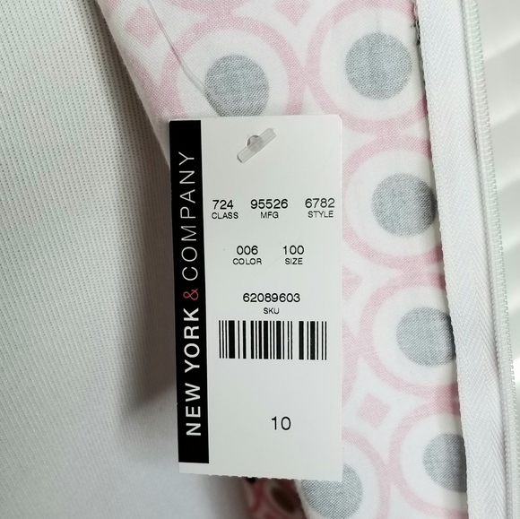 NEW YORK & CO Sheath Dress NWT Lightweight Sleeveless Pink Black Size 10 - Picture 4 of 7